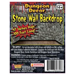 Dungeon Stone Wall Backdrop Decoration, 47in x 100ft