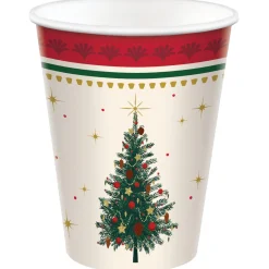 Elegant Evergreen Paper Cups, 9oz, 8ct