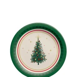 Elegant Evergreen Paper Dessert Plates, 7in, 20ct