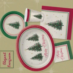 Elegant Evergreen Paper Dessert Plates, 7in, 20ct