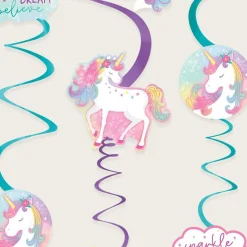 Enchanted Unicorn Foil Swirl Decorations, 12ct