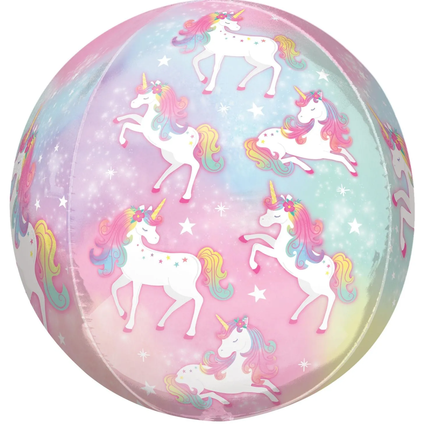 Enchanted Unicorn Plastic Balloon, 15in x 16in - See Thru Orbz