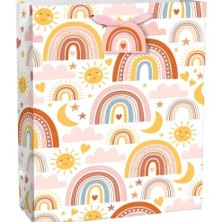 Extra Large Neutral Rainbow Paper Gift Bag, 14.75in x 20in