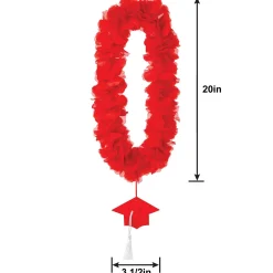 Fabric Lei with Graduation Cap Pendant, 20in, Assorted Colors