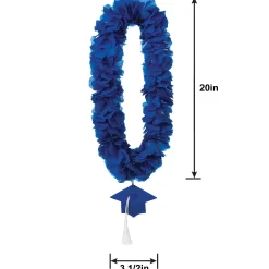 Fabric Lei with Graduation Cap Pendant, 20in, Assorted Colors