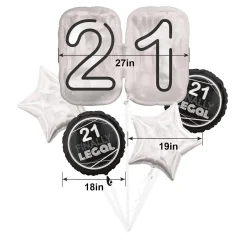 Finally 21 Birthday Foil Balloon Bouquet, 5pc