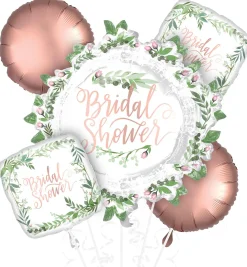 Floral Greenery Bridal Shower Foil Balloon Bouquet, 5pc