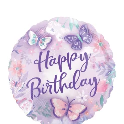 Flutter Butterfly Happy Birthday Foil Balloon, 18in