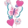 Fluttering Butterflies Foil Balloon Bouquet, 5pc