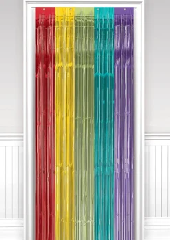 Foil Fringe Doorway Curtain, 3ft x 8ft, Assorted Colors