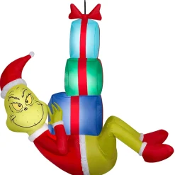 4 Foot Dr. Seuss The Grinch Hanging with Presents Light Up Christmas Inflatable Lawn Decoration