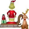 6 Foot Dr. Seuss The Grinch Sleigh Scene Light Up Christmas Inflatable Lawn Decoration
