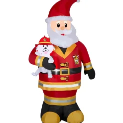 7 Foot Firefighter Santa Light Up Christmas Inflatable Lawn Decoration