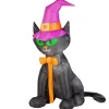 6.5 Foot Kitty Cat Witch Light Up Halloween Inflatable Lawn Decoration