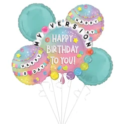 Friendship Bracelet Happy Birthday Foil Balloon Bouquet, 5pc