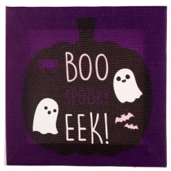 Ghost Boo Eek Halloween Wood & Canvas Sign, 5in x 5in