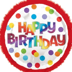 Giant Red Boa Rainbow Happy Birthday Balloon, 28in