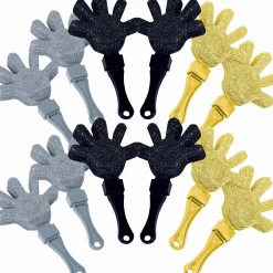 Glitter Black, Gold & Silver Hand Clappers 12ct