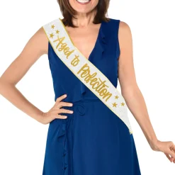 Glitter Golden Age Aged to Perfection Fabric Sash, 60in