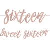 Glitter Gold Sweet 16 Birthday Banner