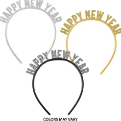 Glitter Happy New Year Plastic Headband