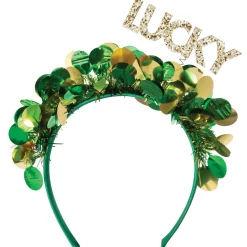 Glitter Lucky St. Patrick's Day Tinsel & Plastic Head Bopper, 6.6in x 6.8in