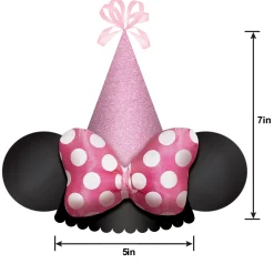 Glitter Minnie Mouse Forever Cardstock & Fabric Party Hat, 5in x 7in