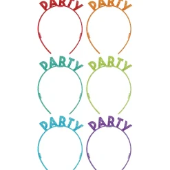Glitter Rainbow Party Letter Headbands, 6ct