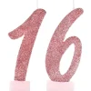 Glitter Rose Gold Number 16 Birthday Candles, 3in, 2pc - Sweet Sixteen