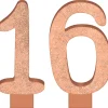 Glitter Rose Gold Number 16 Birthday Candles 2ct