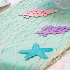 Glitter Shimmering Mermaids Fishnet Table Runner Decorating Kit, 13pc