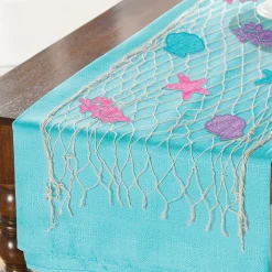 Glitter Shimmering Mermaids Fishnet Table Runner Decorating Kit, 13pc