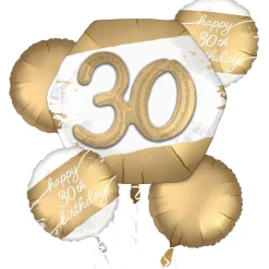 Golden Age 30th Birthday Foil Balloon Bouquet, 5pc