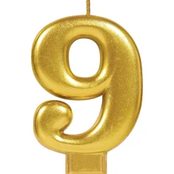 Gold Number (0-9) Birthday Candle