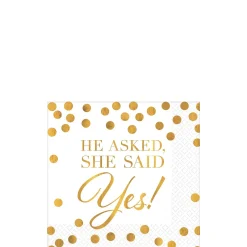 Gold She Said Yes Wedding Beverage Napkins 16ct