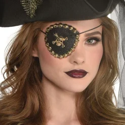 Gold Skull & Cross Bones Pirate Eye Patch