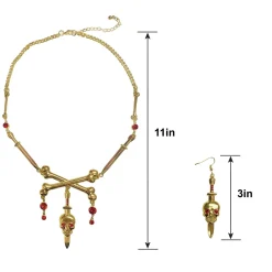 Gold Skull Pirate Jewelry Set, 3pc