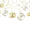Gold 50th Anniversary Swirl Decorations, 12ct