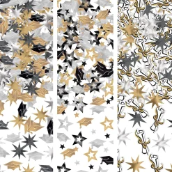 Graduation Confetti Pack, Black Gold & Silver, Foil & Paper, 3ct