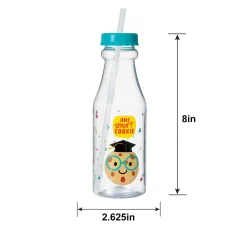 Graduation Fun Plastic Bottle with Straw, 16oz