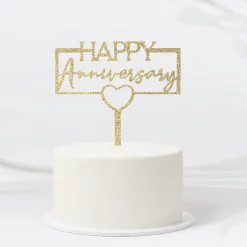 Happy Anniversary Gold Cake Topper