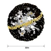 Happy Birthday Balloon - Prismatic Black, Gold & Silver, 32in
