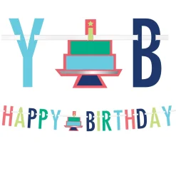 Happy Birthday Cardstock Letter Banner, 12ft - Modern Birthday