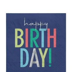 Happy Birthday Paper Lunch Napkins, 6.5in, 16ct - Modern Birthday