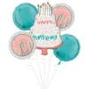 Happy Cake Day Birthday Foil Balloon Bouquet, 5pc