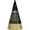 Happy New Year Gold Glitter Dip Cone Hat