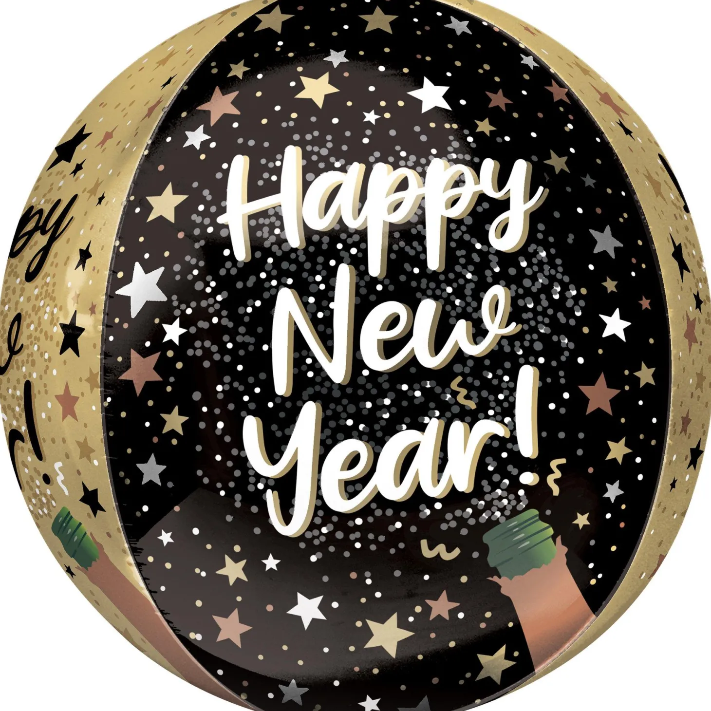 Happy New Year Orbz Balloon, 15in x 16in - Natural Sparkle