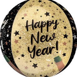 Happy New Year Orbz Balloon, 15in x 16in - Natural Sparkle