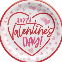 Happy Valentine's Day Paper Lunch Plates, 9in, 8ct - Cross My Heart