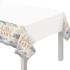 Hello Baby Soft Jungle Baby Shower Plastic Table Cover, 54in x 102in